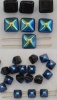 Pyramid Square Blue 6 12 mm Jet Ab 23980-28701 Czech Glass Beads